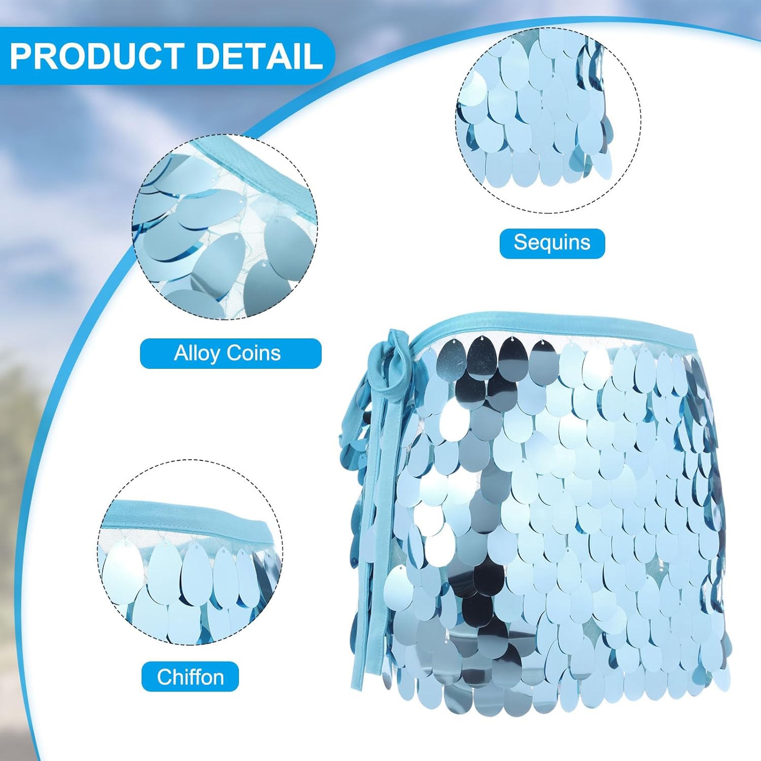 MECCANIXITY Belly Dance Hips Scarf Sequin Wrap Skirt - Image 4