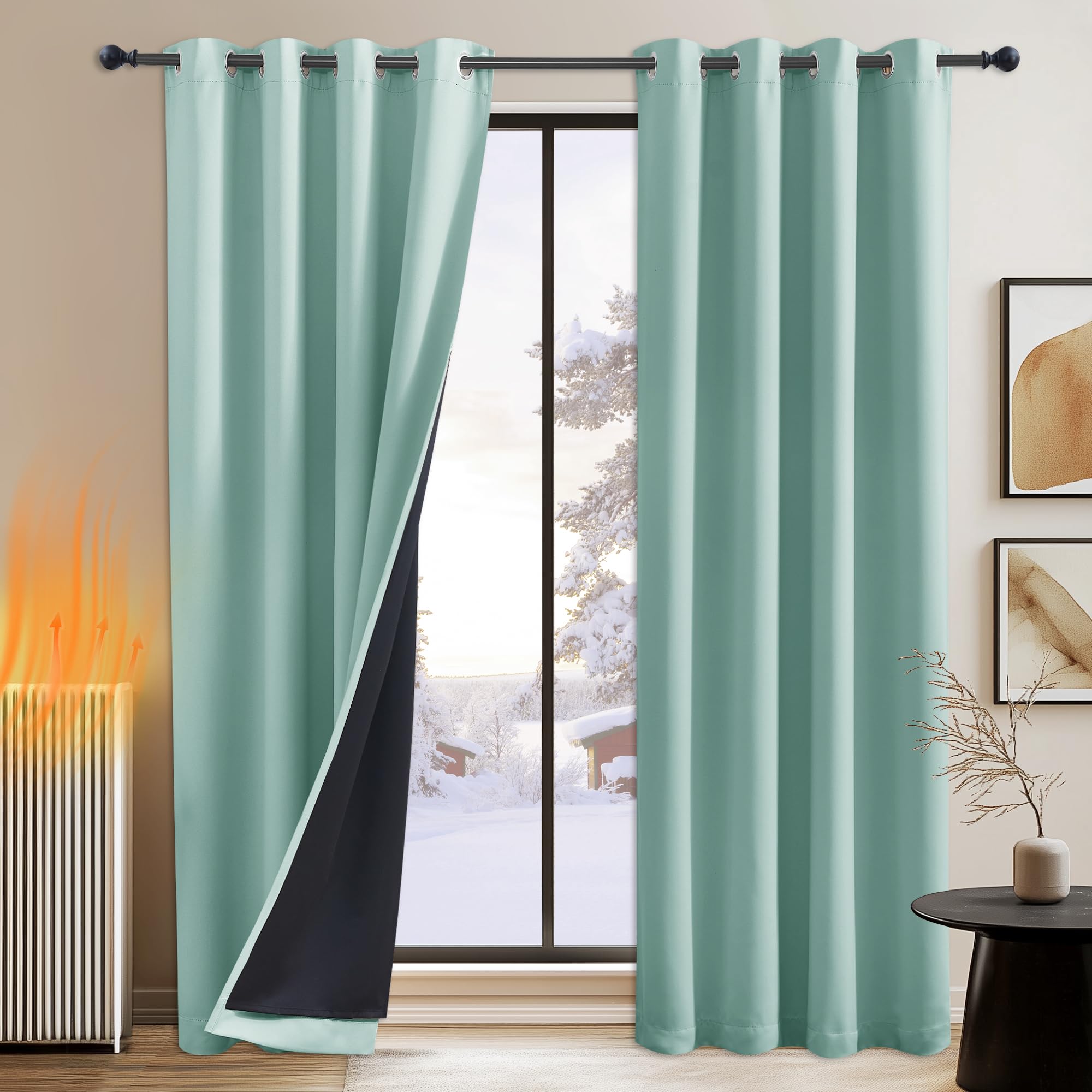PONY DANCE Cortinas Opacas Termicas Aislantes Frio y Calor 2 Piezas Cortinas Infantiles Niño Cortinas Dormitorio con Ojales Cortina Anti Luz, Verde Claro, 140x245 CM(Ancho x Alto)
