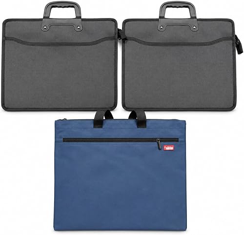 3PCS Portable Document Bags with Handles, Zipper Closure & Front Pockets for A4 Files