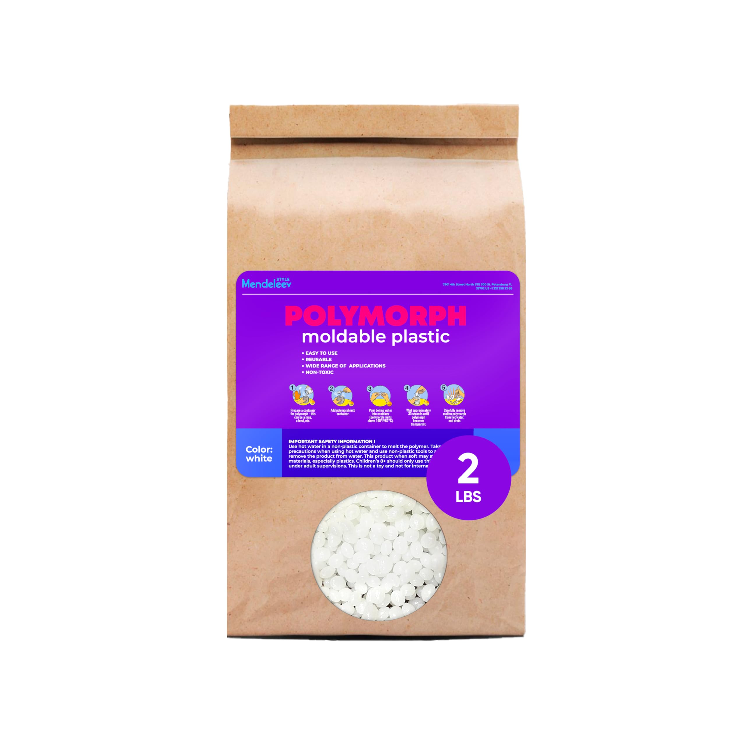 32 Oz Polymorph Moldable Plastic Beads Melting Pellets Polymorph Pack_ 2 LBS