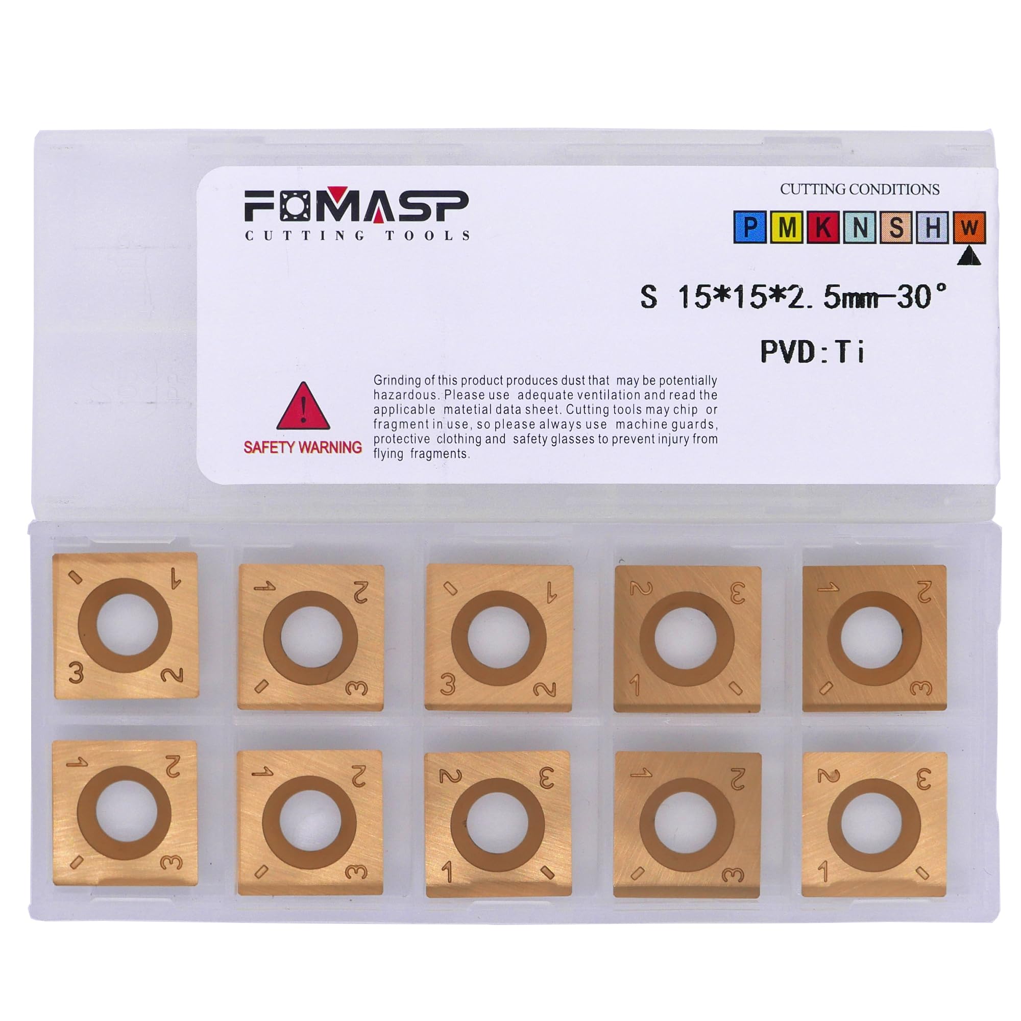 FomaSP Ti-coated 15mm Square Carbide Cutter Inserts (15mmX15mm X2.5mm) for Woodturning Roughing Tool,10pcs