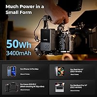 Vista 7 de Batería de montaje en V de SmallRig VB50 Negra, Batería de montaje en V de 50Wh / 3400mAh con salida de 45W, carga completa en 1.5H, con USB-C