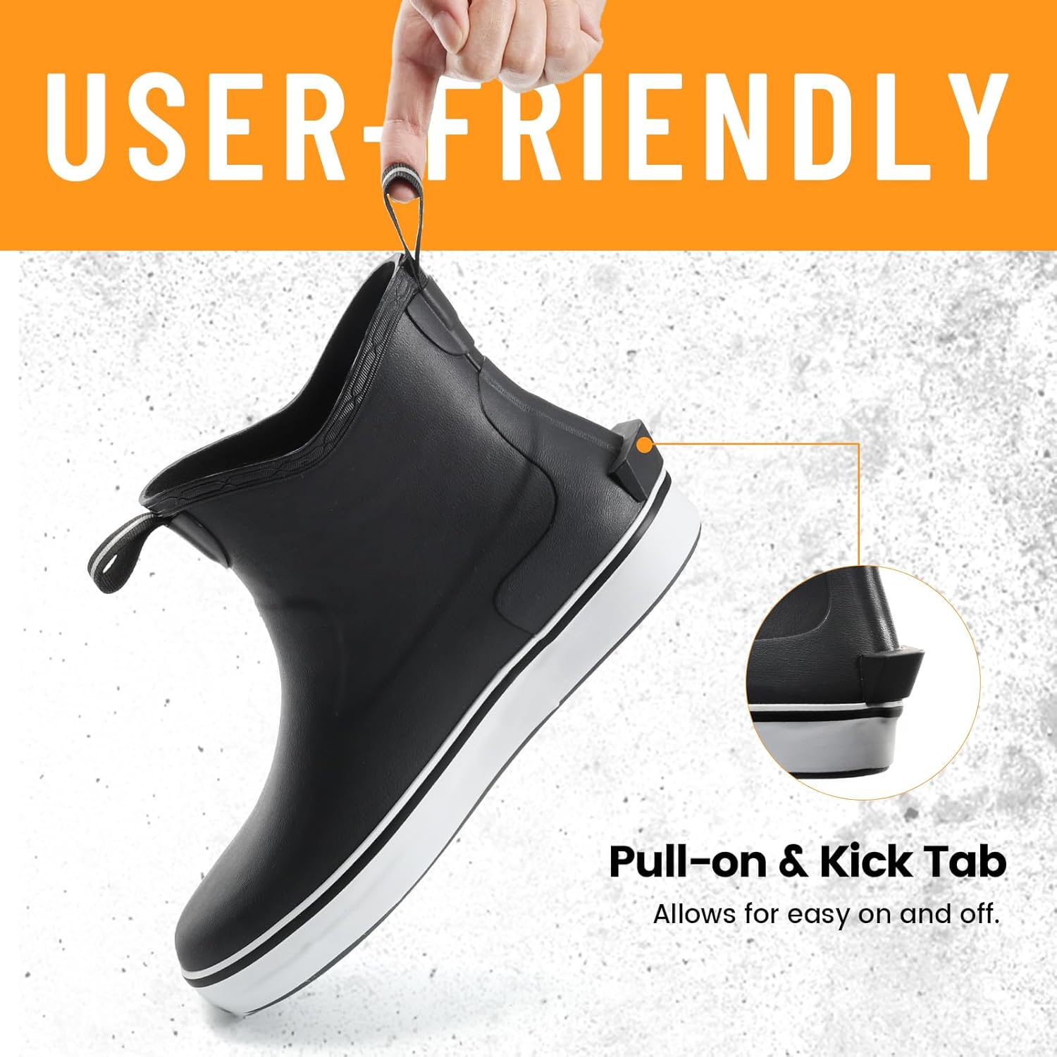 Furuian Women's Deck Boots Waterproof Ankle Rain Boots Rubber Fishing Boots Outdoor Chelsea Booties Garden Boots Work Shoes for Boating, Camping, Farming