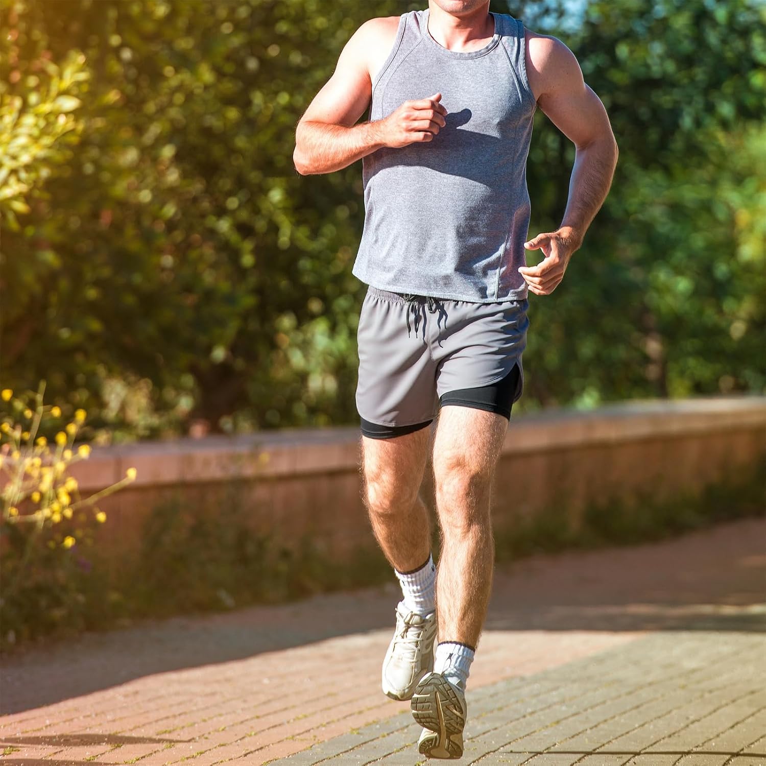 3-Piece Men's Running Shorts - Breathable Quick-Drying Sports Shorts with Night Reflective Strips - Image 3