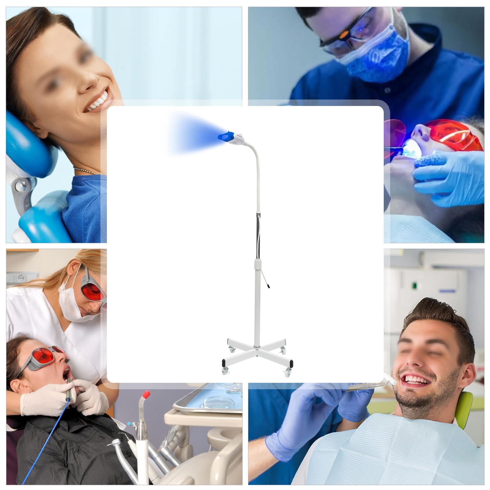 Dispositivo de blanqueamiento dental, lámpara de blanqueamiento dental, 6000 MW/CM² con 10 LED, lámpara blanqueadora de dientes con protectores bucales esterilizables, apagado automático 20 min, para