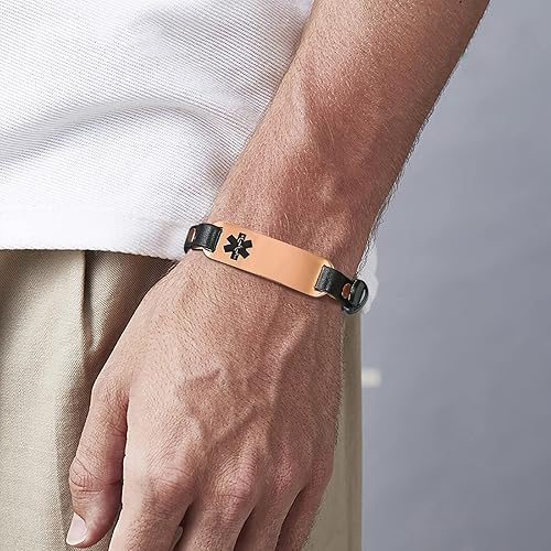 Miniatura 5 de MEALGUET Pulsera de identificación médica para mujer pulsera de alerta médica de acero inoxidable con grabado gratuito