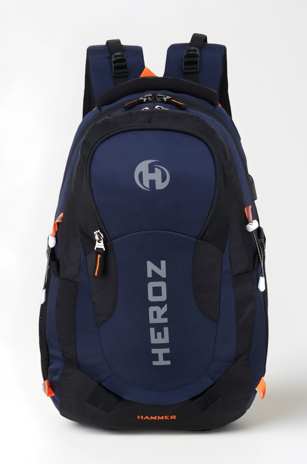 Hammer Unisex Nylon 35 L Travel Laptop Backpack Water Resistant Slim Durable Fits Up to 17.3 Inch Laptop Notebook (Black & Navy Blue)