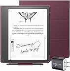 Kindle Scribe Essentials Bundle including Kindle Scribe (16 GB), Premium Pen, Leather Cover - Burgundy, and Power Adapter