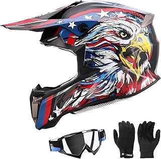 Youth Dirt Bike Helmet for Boys & Girls with Goggles & Gloves for 8-18