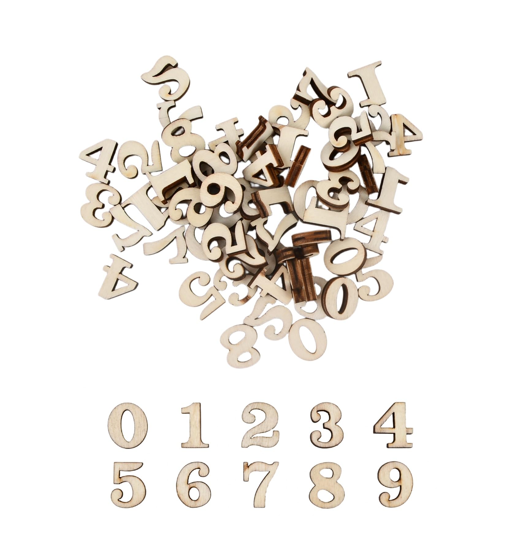 100Pcs di Numeri in Legno per Decorazioni Artistiche e Artigianali Fai da te, da 15 mm