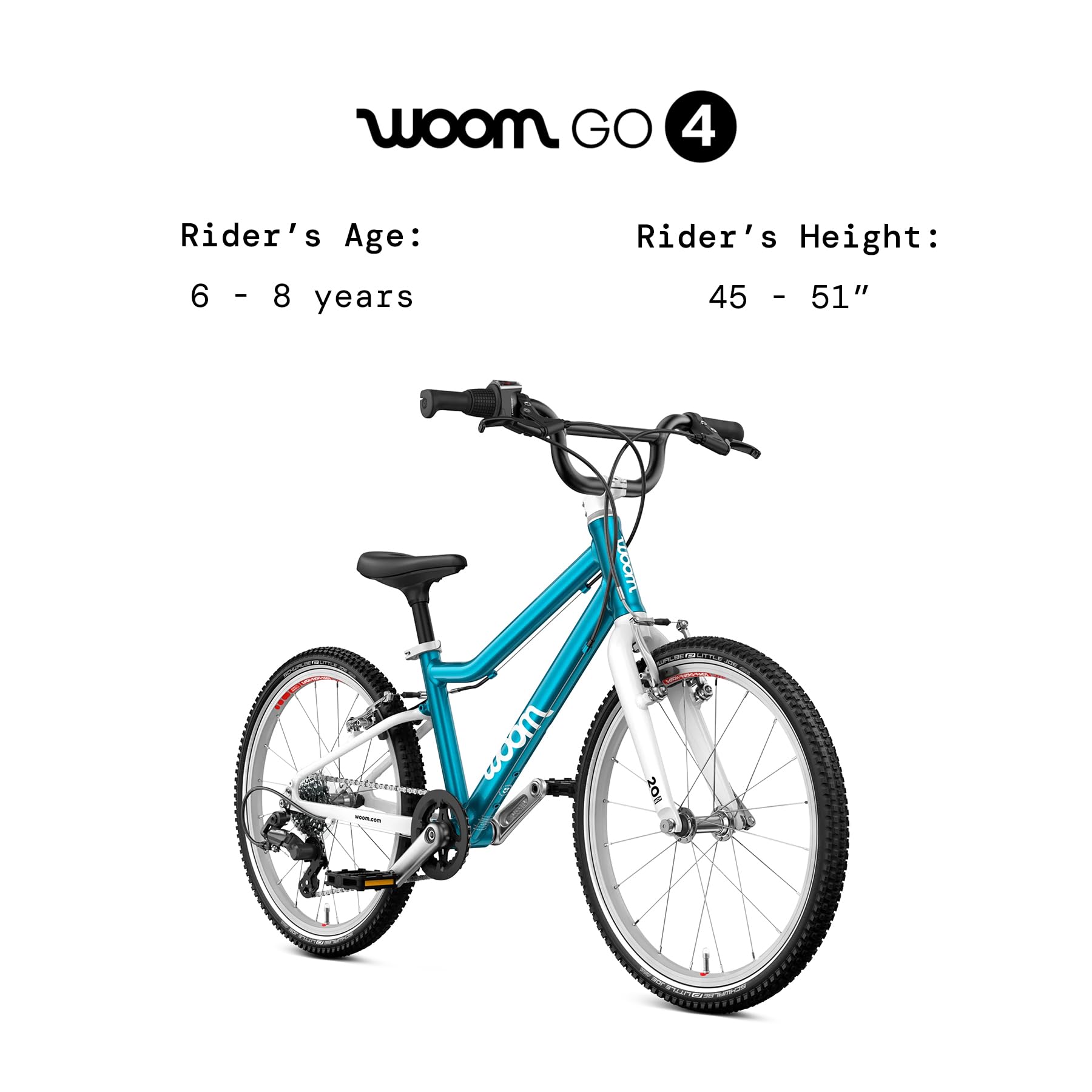 Amazon.com: woom GO 4 Bicycle for Kids 6 to 8 Years Old, 20-Inch