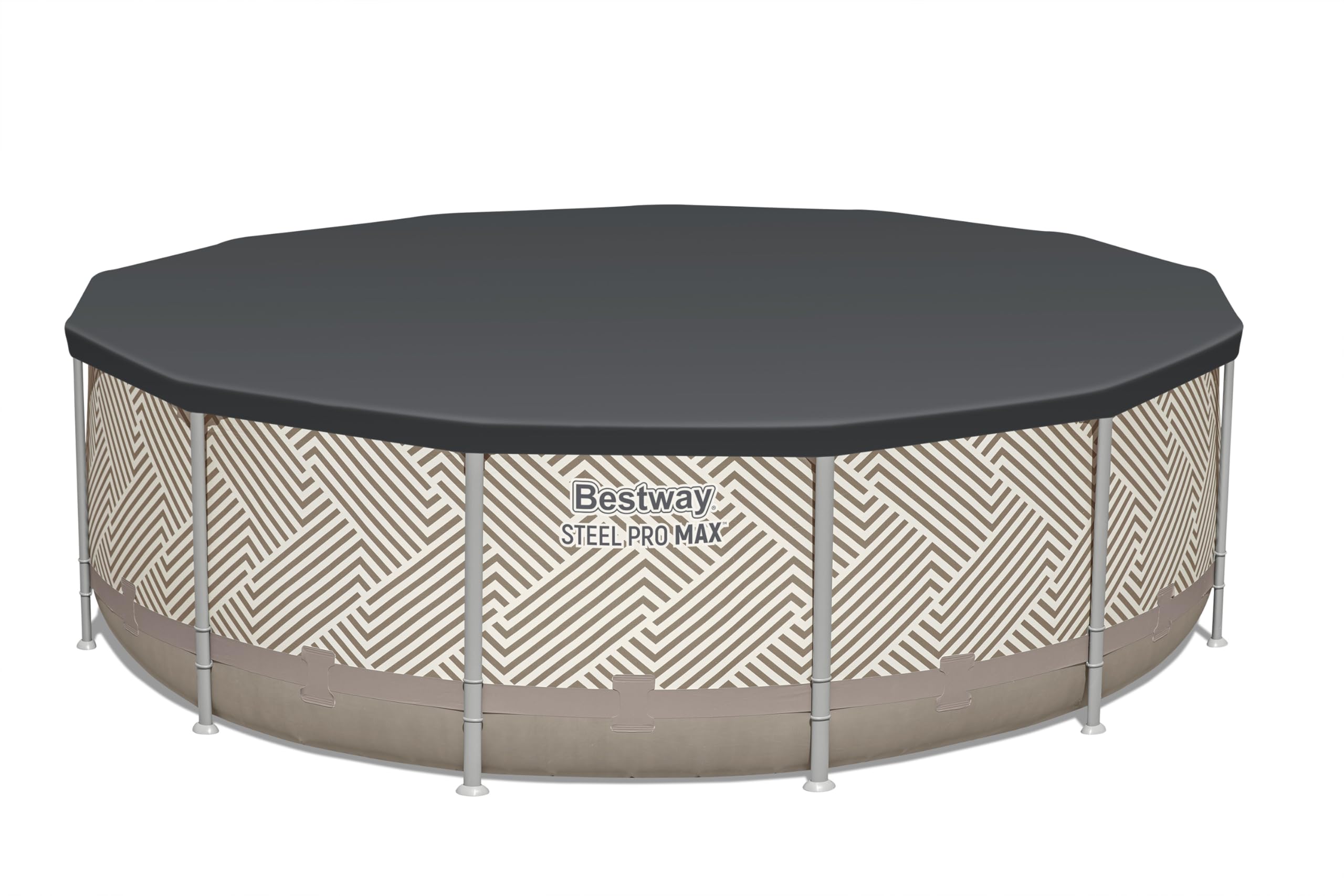 Bestway Steel Pro MAX Frame Pool Komplett-Set mit Filterpumpe Ø 396 x 107 cm, Op Art-Design, rund
