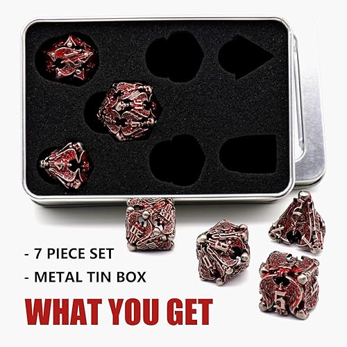 Miniatura 4 de DND Dados Dungeons and Dragons - Juego de dados de metal DD con caja HNCCESG Hollow Angel Starter - Dados poliédricos para juegos de rol D y D para