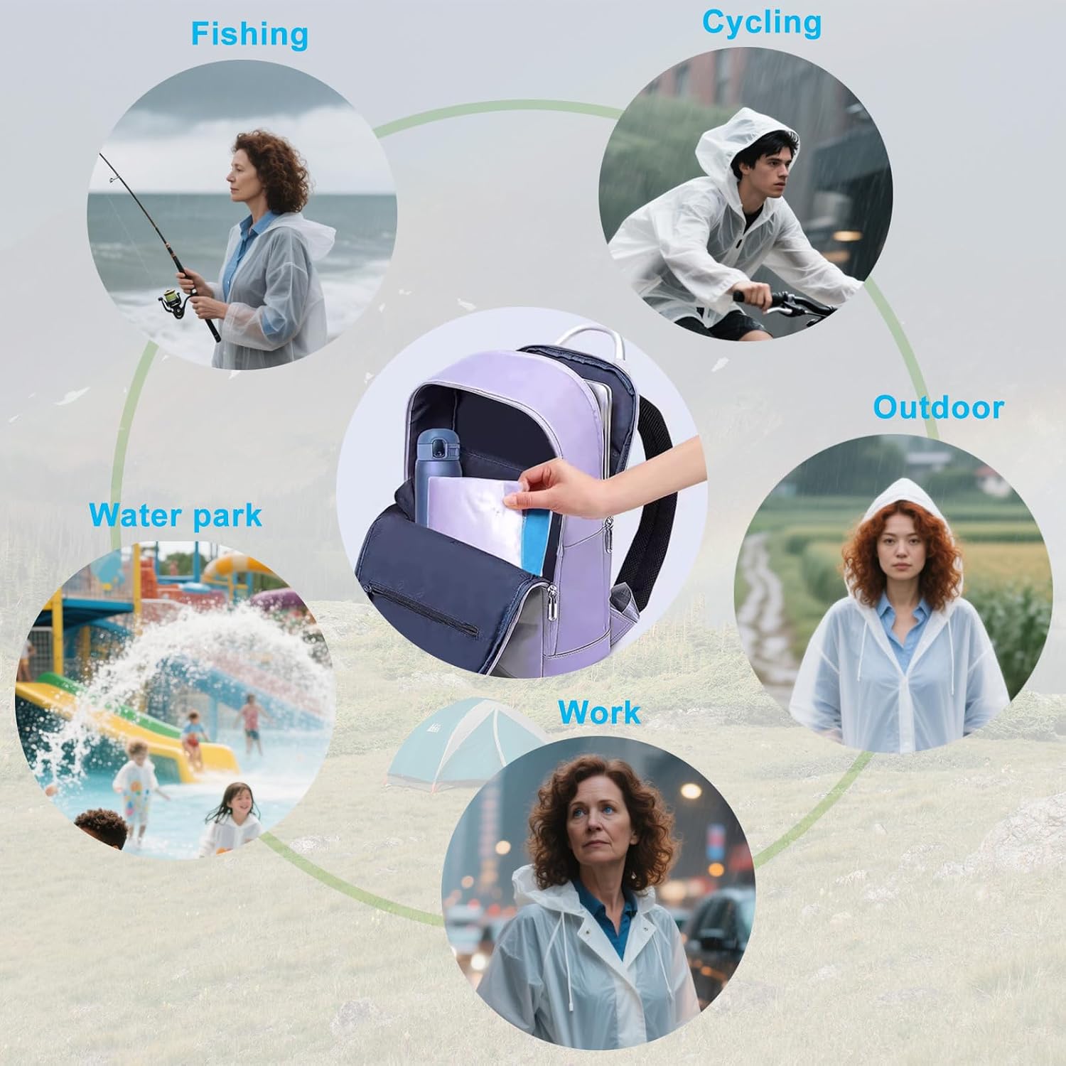2Pcs Rain Coats - Reusable EVA Rain Ponchos for Adults Rain Jackets Raincoats for Men Women