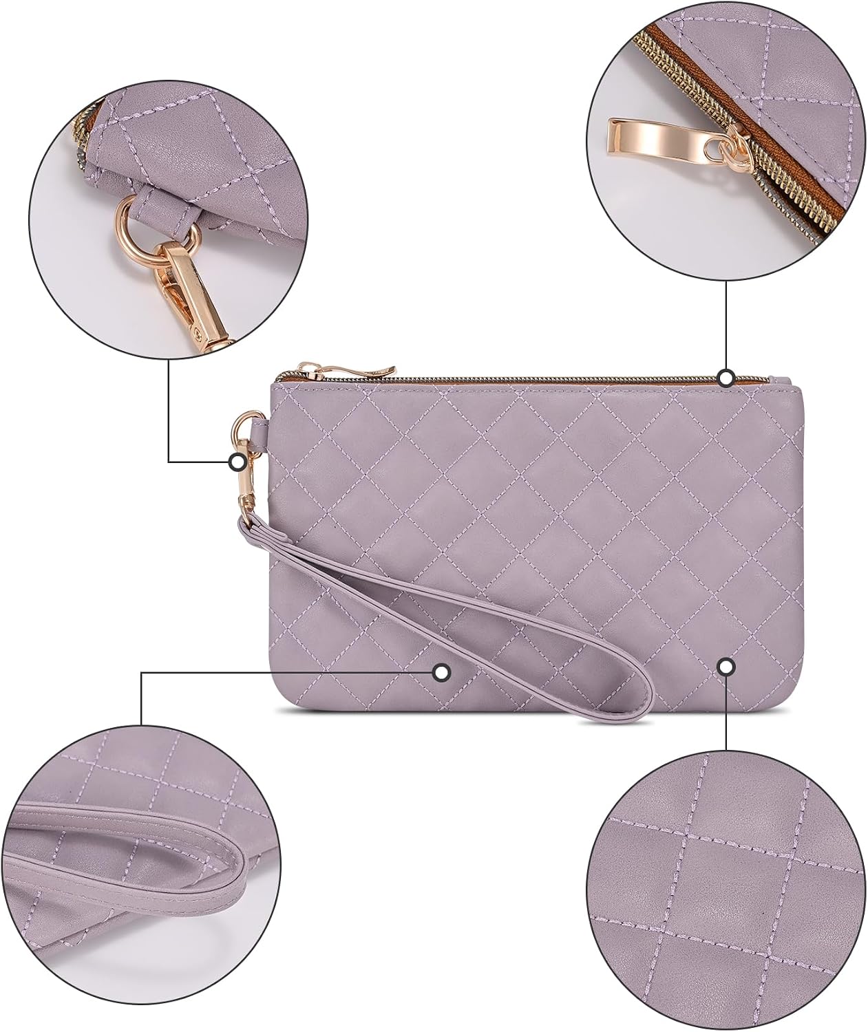 GAYI URBAN Quilted Small Wristlet Clutch Purse for Women