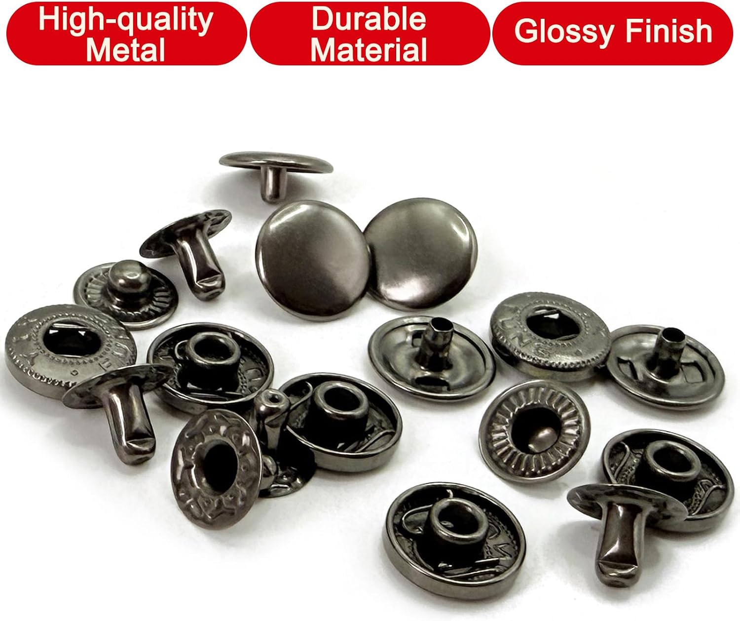 EZYoutdoor Leather Snap Fastener Kit, 400 Pcs 12.5mm Snap Buttons image 3