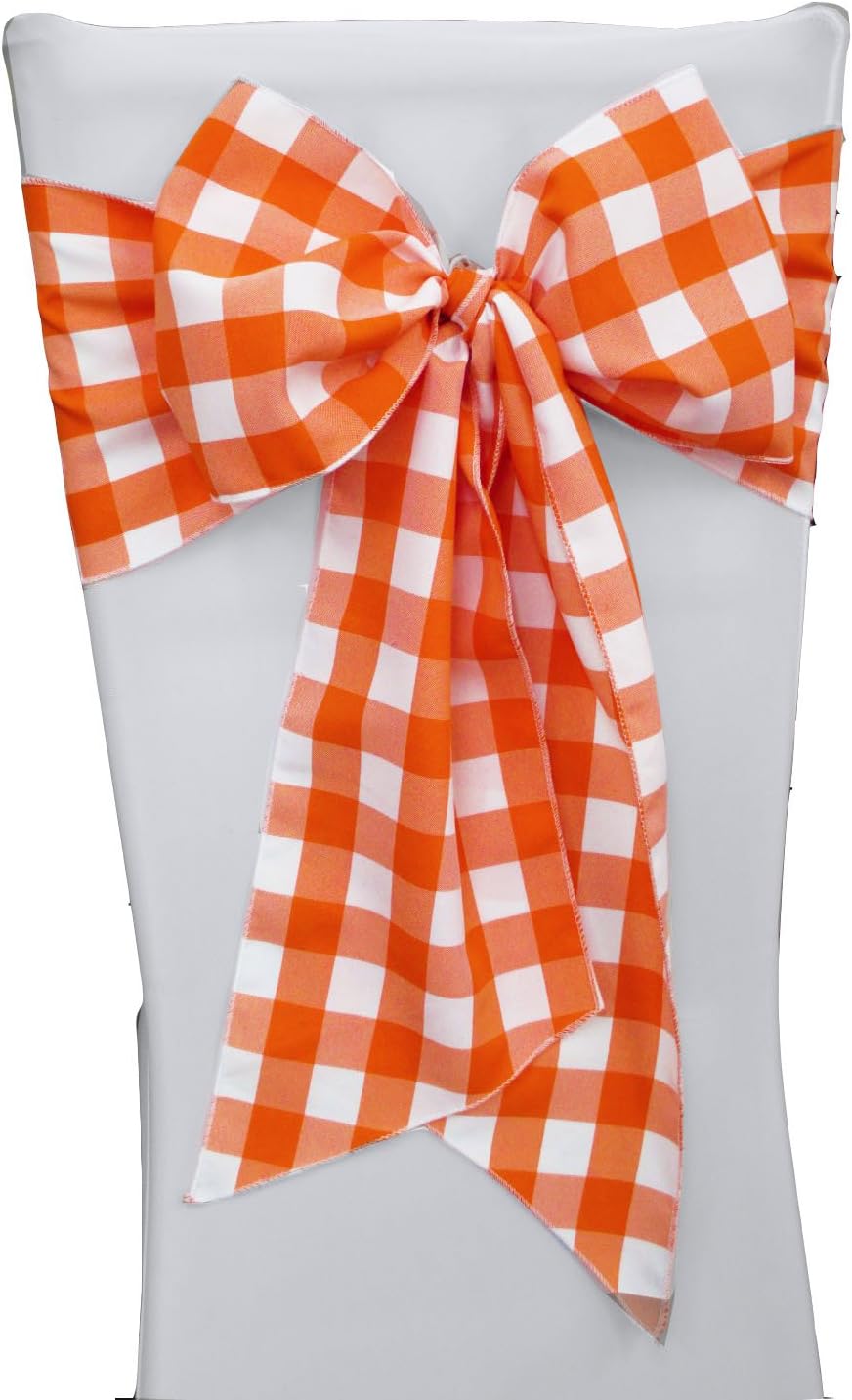 LA Linen Checkered Chair Bows Sashes, 8 by 108-Inch, Green/White, 10-Pack