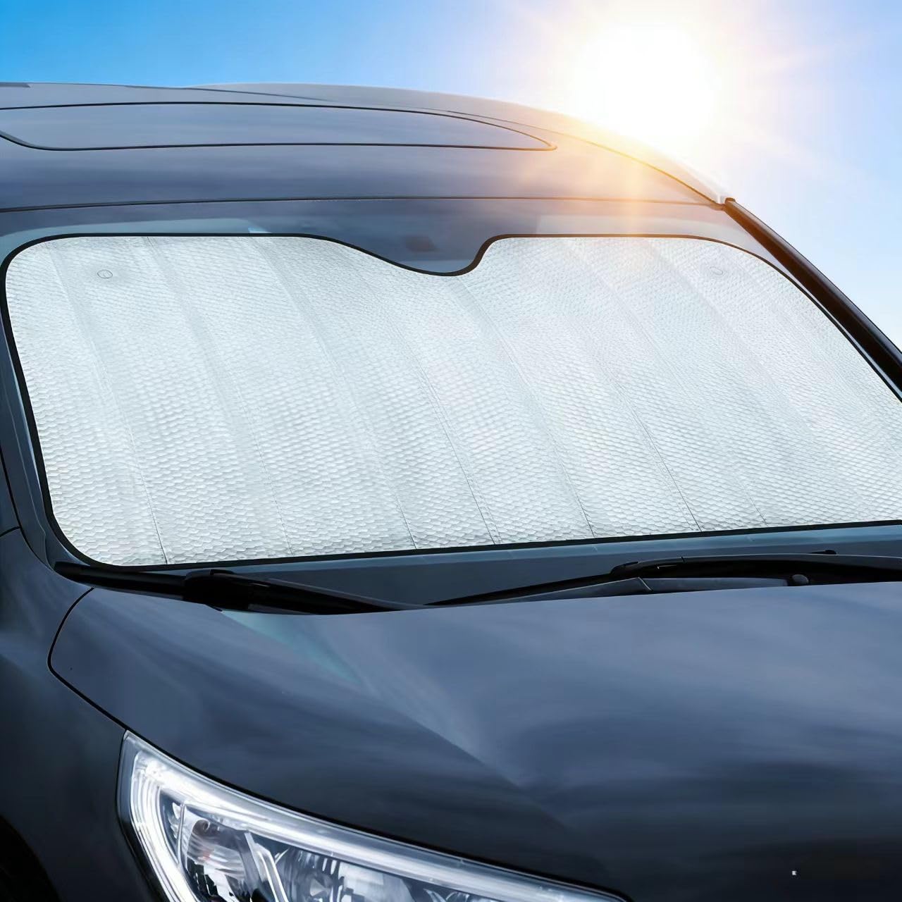 WENINETIES Car Windscreen Sunshade for FIAT 500 E 2020-2025 (Elektro 500e), Front Window Reflective Protector UV Blocker Thermal Insulated Foldable Shield Durable,S