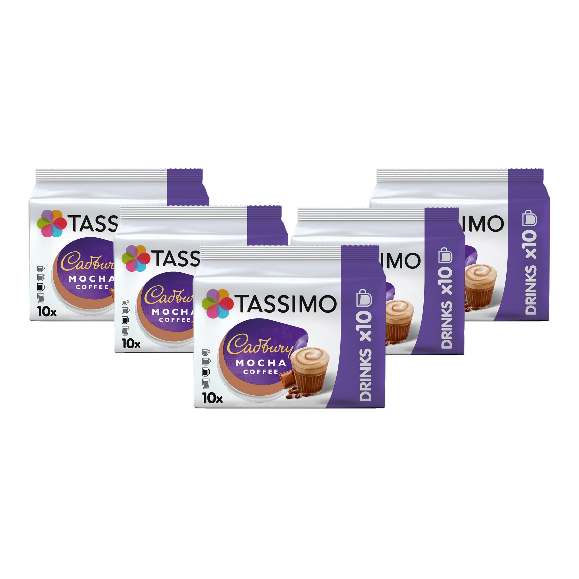Tassimo Cadbury Mocha Coffee Pods x10 (Pack of 5, Total 50 Drinks)