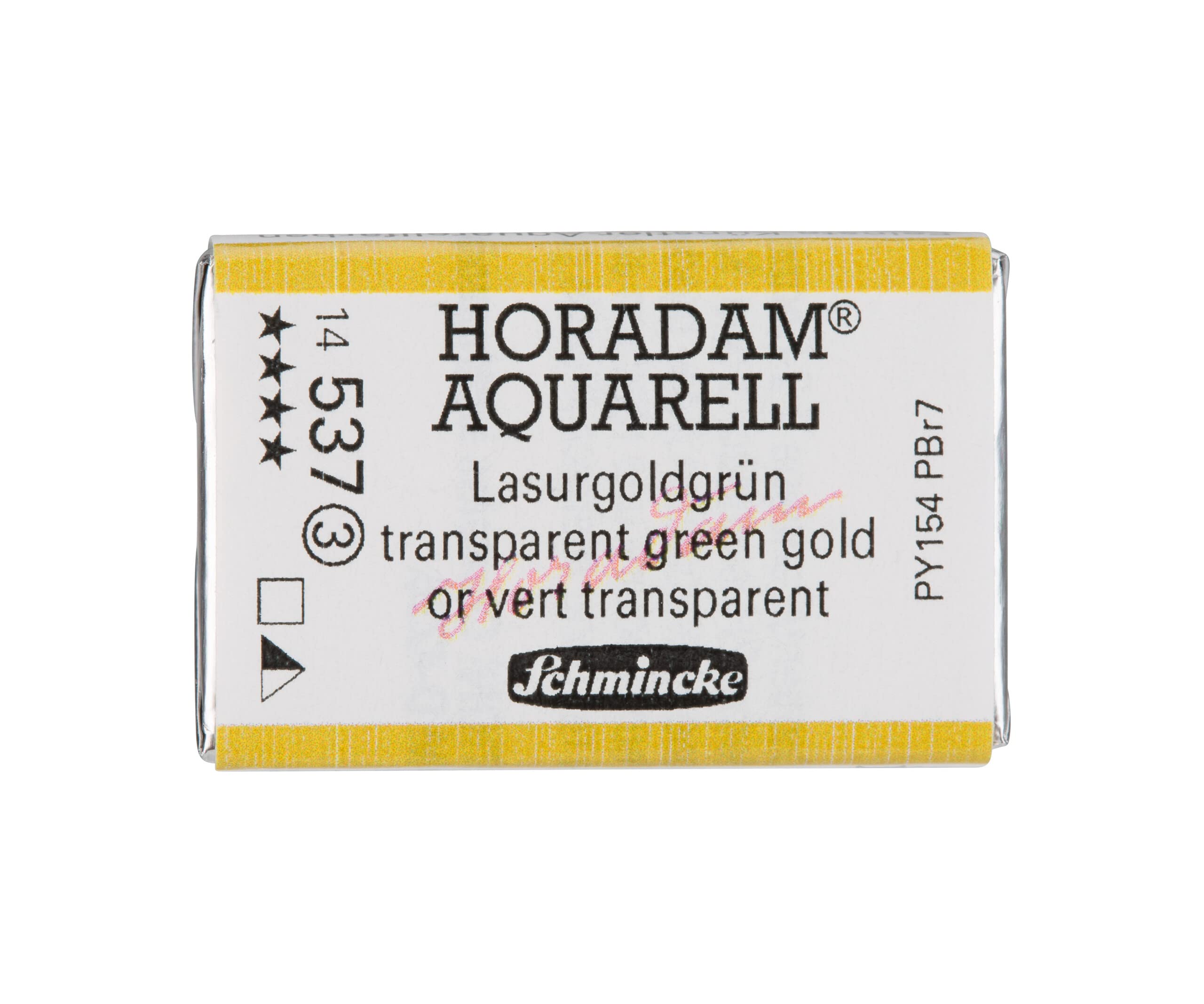 Schmincke - HORADAM® AQUARELL - finest artists' watercolours, 537 Transparent gold green, 14 537 043, 1/1 pan