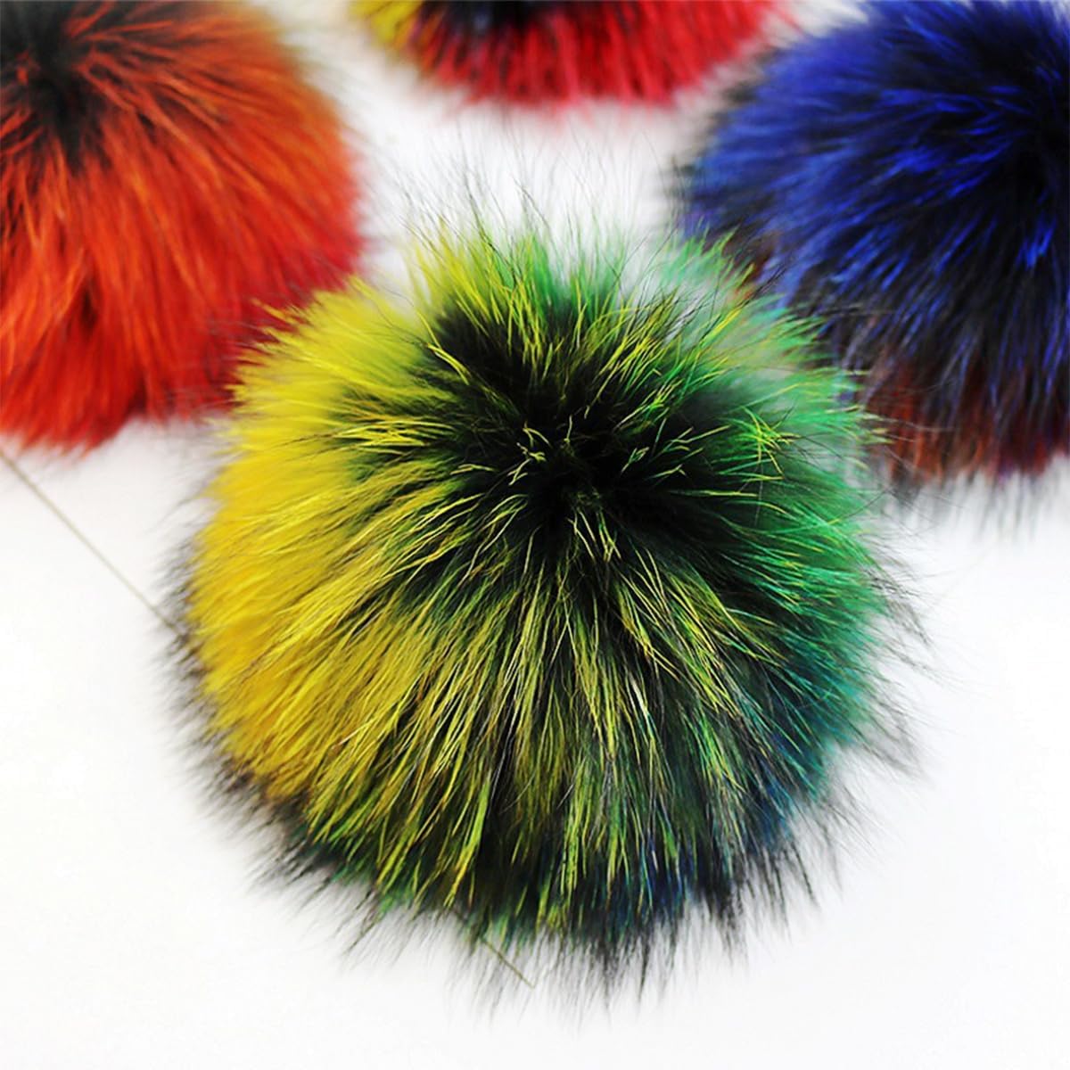 Gumney 5.11in Large Pom Pom Balls, Faux Fur Fluffy Pompoms with Elastic Loop for Shoes Scarves Bags Knitting Accessories, Beige