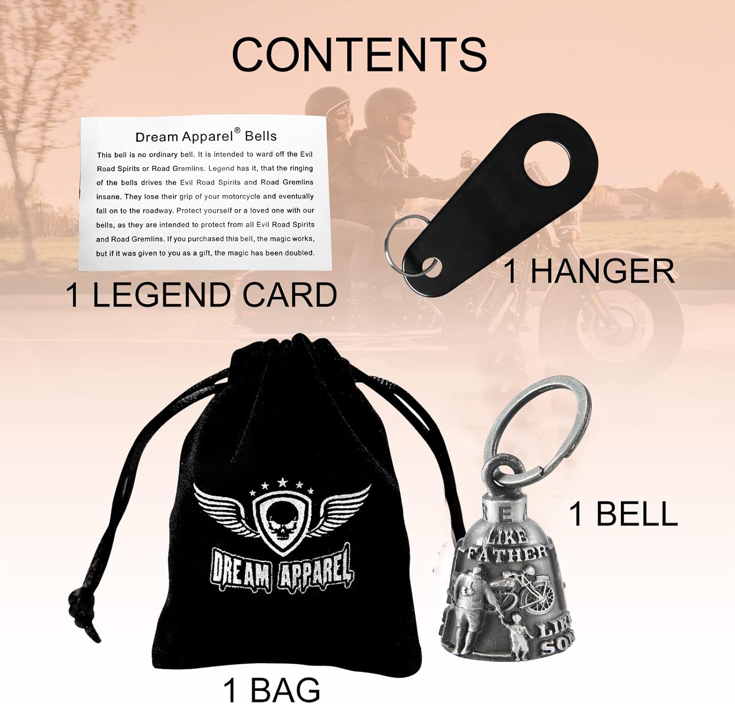 Colorful Motorcycle Bell with Hanger for Biker, Good Luck Biker Bells & Motorcycle Accessories, Key Chain for Luck - Image 2