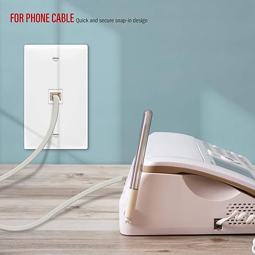 Miniatura 6 de ENERLITES Placa Keystone RJ45 de 1 puerto compatible con Cat7 Cat6 Cat5, para módulos multimedia de voz, datos y audiovideo, 1 banda 4.50 x 2.76