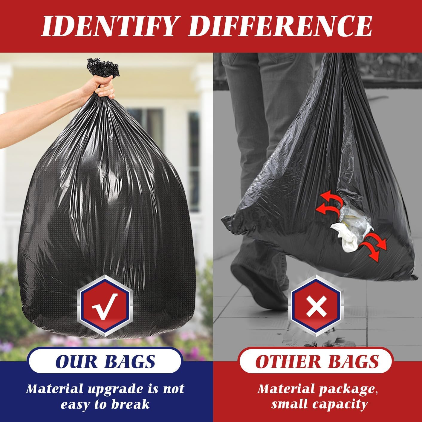 30-33 Gallon 200 Counts Large Black Trash Bags All Purpose Garbage Bags by Teivio, Large Trash Can Liners for Home, Kitchen, Office, Light Residential or Commercial Waste, Outdoor Lawn and Leaf Bags