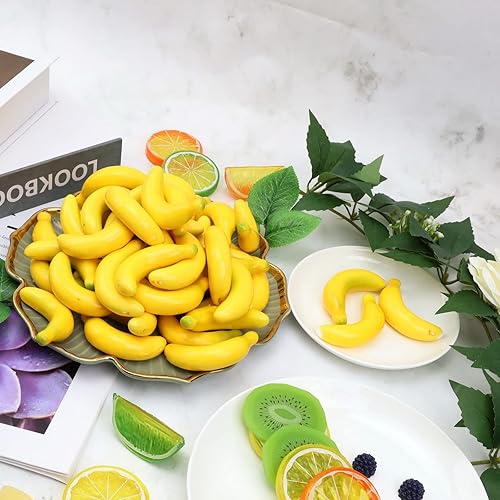 Miniatura 5 de Gresorth 40pcs Mini Artificial Amarillo Plátano Decoración Fruta Falsa Casa Fiesta Navidad DIY Material - 1.4 in