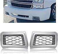 Vista 11 de ECOTRIC Juego de conductos de aire de calibrador de parachoques compatible con Chevrolet Silverado 1500 2003-2007, par de estilo fibra de carbono