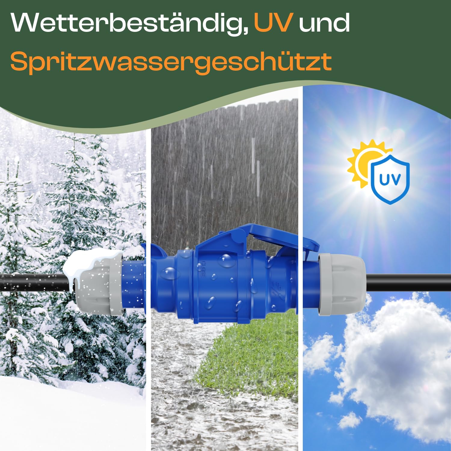 CEE Verlängerungskabel 10m 32A H07RN-F 3x4mm² CEE Stecker & Kupplung 230V Kabel Outdoor Verlängerungskabel für Landstromanschluss Wohnmobil Caravan Camping Stromkabel & Werkstatt Industrie