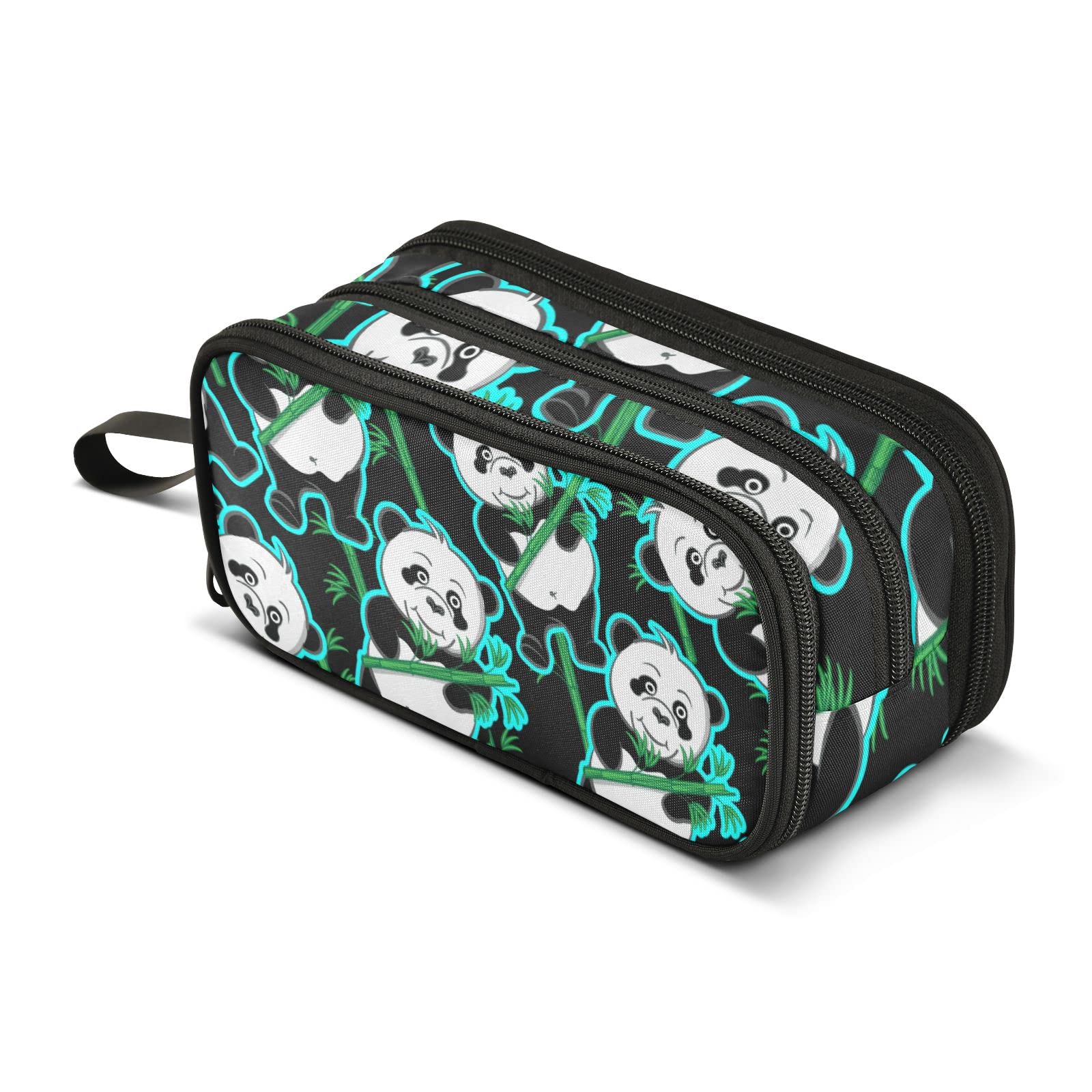 Big Capacity Pencil Pen Case Office College School Large Stationery Makeup Bag Panda and Bamboo Pencil Bag for Teens Adults — image 1