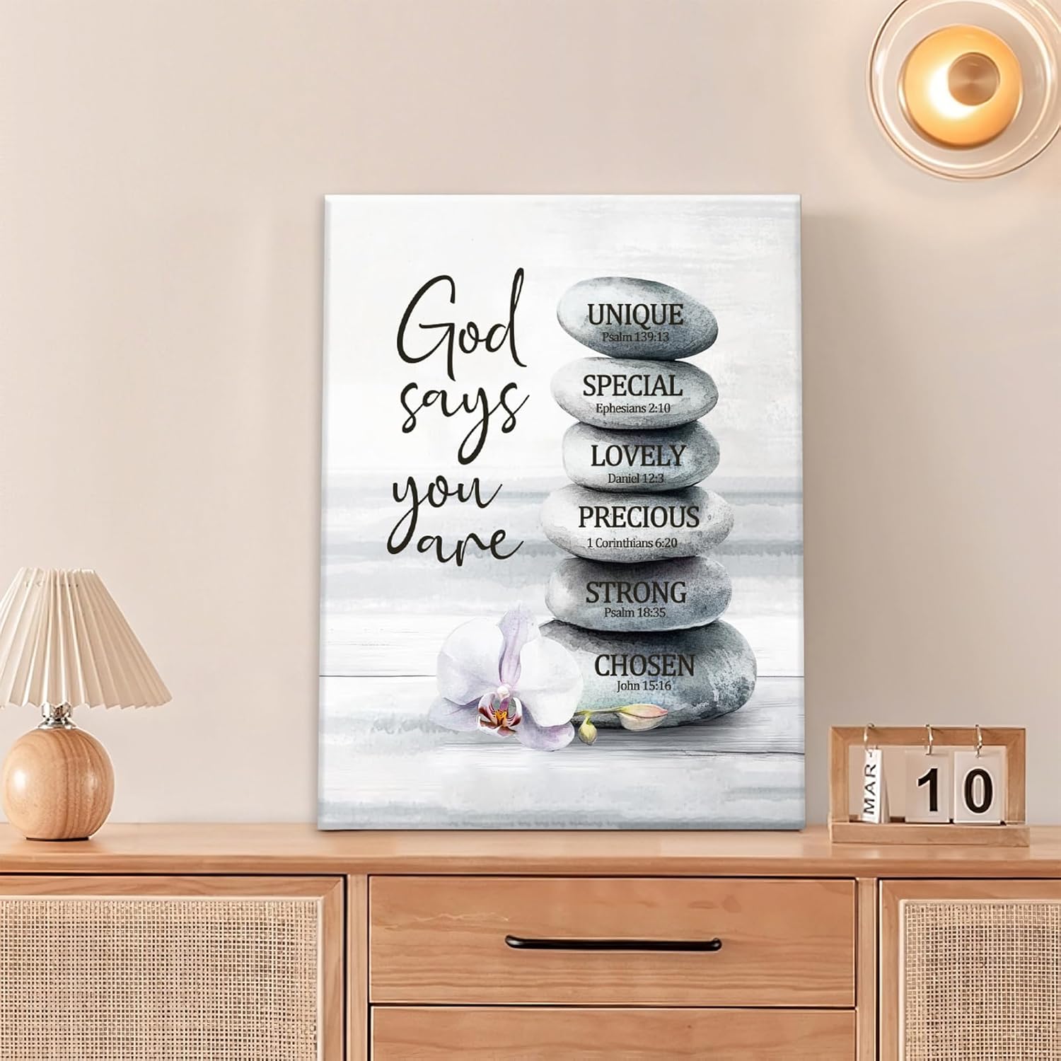 Bathroom Wall Art Bible Verse Zen Stone Pictures Decor Meditation Spiritual Spa Relax Painting Canvas Prints Modern Framed Artwork for Home Bathroom Bedroom Living Room Office 20"x24"