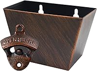 Vista 11 de Abrebotellas vintage de hierro fundido con captador de tapas, abrebotellas de pared antiguo con colector de tapa rústico