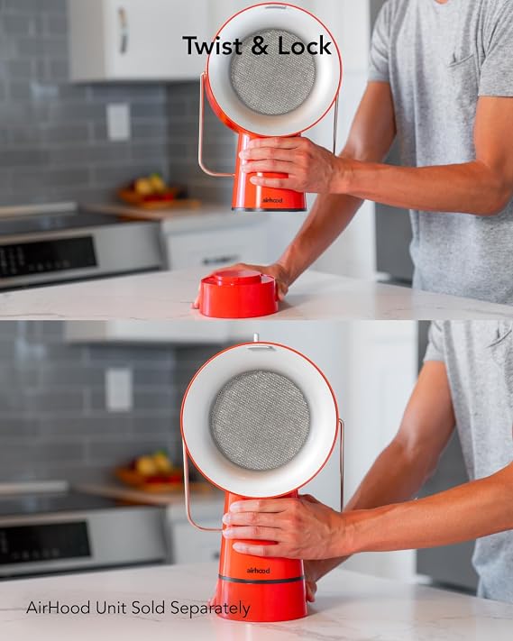AirHood Wireless Portable Kitchen Range Hood Premium Bundle, Cadmium Orange