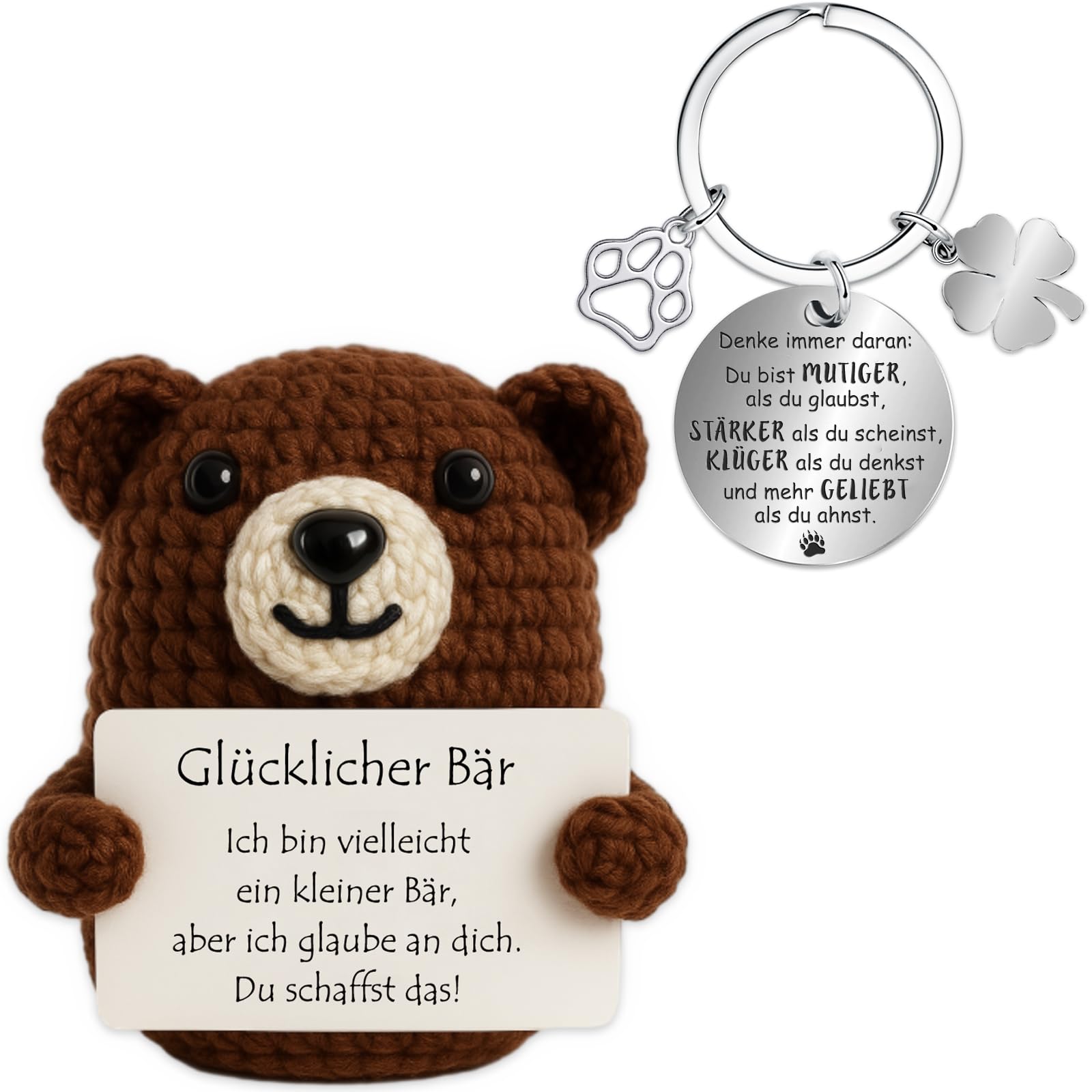 Farbeele Positive Figur und Glücksbringer-Schlüsselanhänger, Pocket Hug, MutmacherGeschenk, Gute Besserung Geschenk, Glücksbringer Prüfung Geschenk, Geburtstagsgeschenk