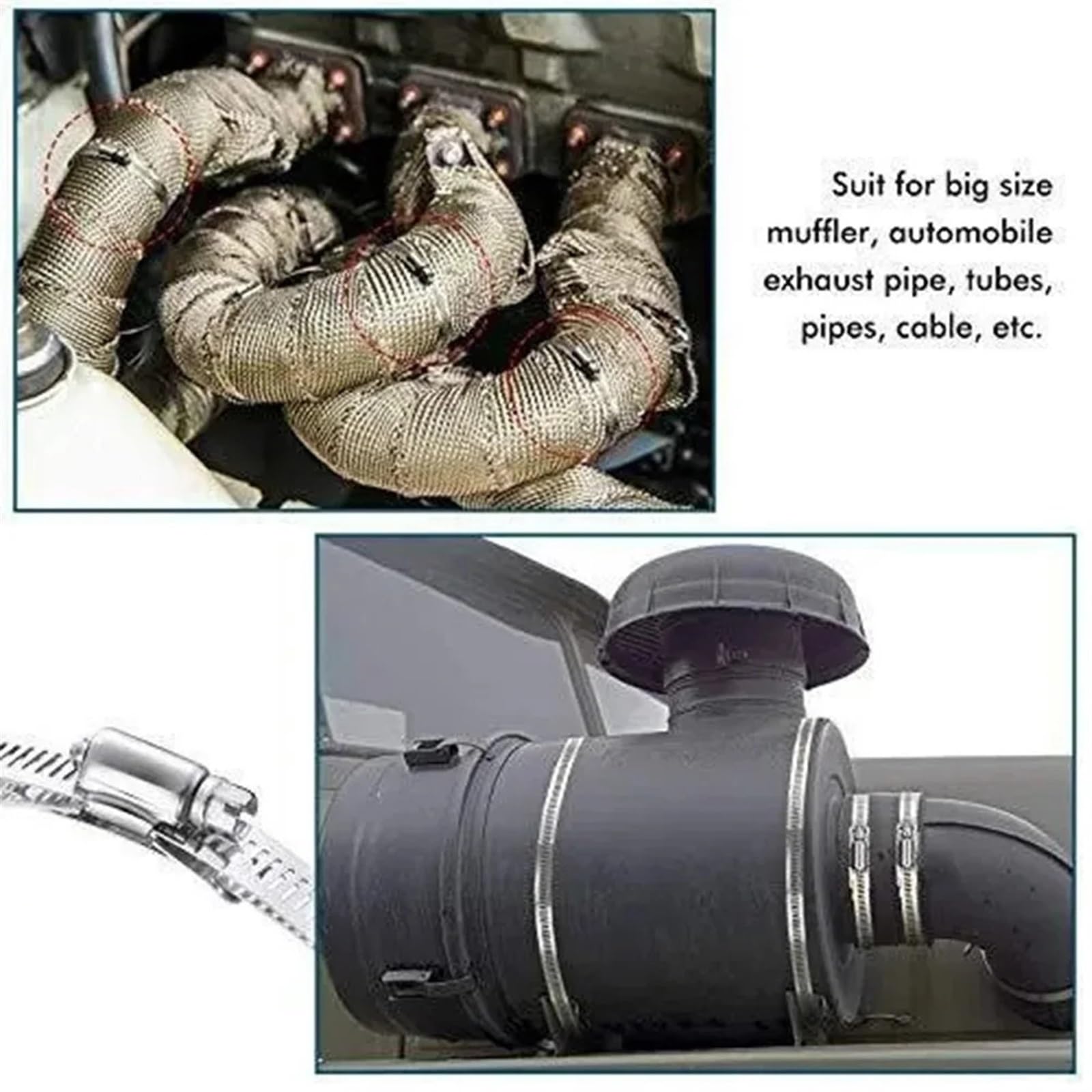 Colliers de serrage réglables de 9,8 pieds, grands colliers de serrage à vis sans fin en acier inoxydable avec 6 attaches, pince de plomberie, kit de colliers de serrage robustes Collier De Serrage