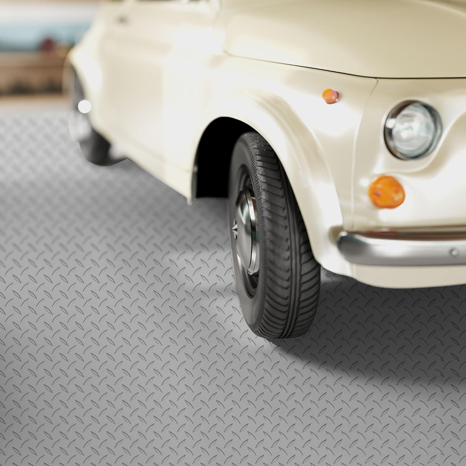 7.5 x 17 FT Garage Floor Mat, 2.5 mm Thickness Diamond PVC Garage Flooring Roll, Floor Protector Mat for Garage Warehouse Gyms, Grey - Image 8