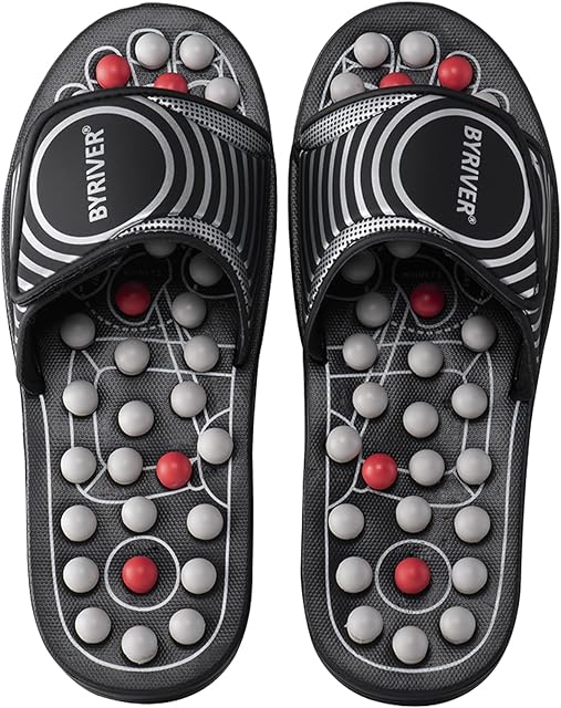 BYRIVER Foot Massager for Plantar Fasciitis, Reflexology Slippers Sandals, Massage Tools Relaxation Gifts for Mom Dad (02M)