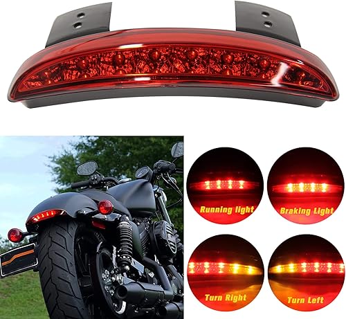 Rich Choices Luz trasera de freno LED para motocicleta con guardabarros trasero cortado, placa de matrícula, luz trasera de parada, luz de