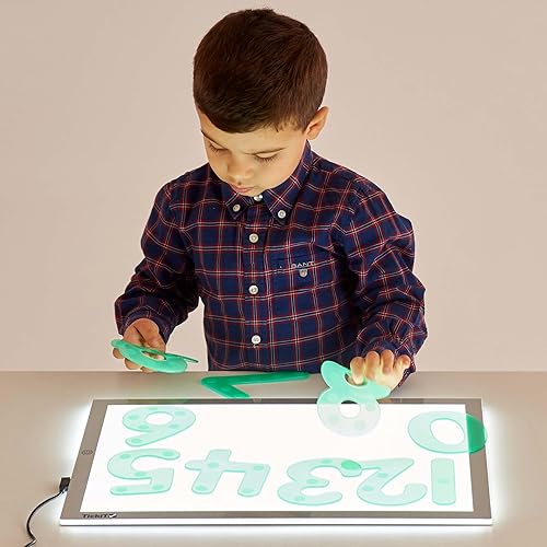 Miniatura 2 de TickiT Panel de luz LED ultra brillante – Suministros de aprendizaje en casa para juegos sensoriales – Brillo ajustable – Exploración de color y