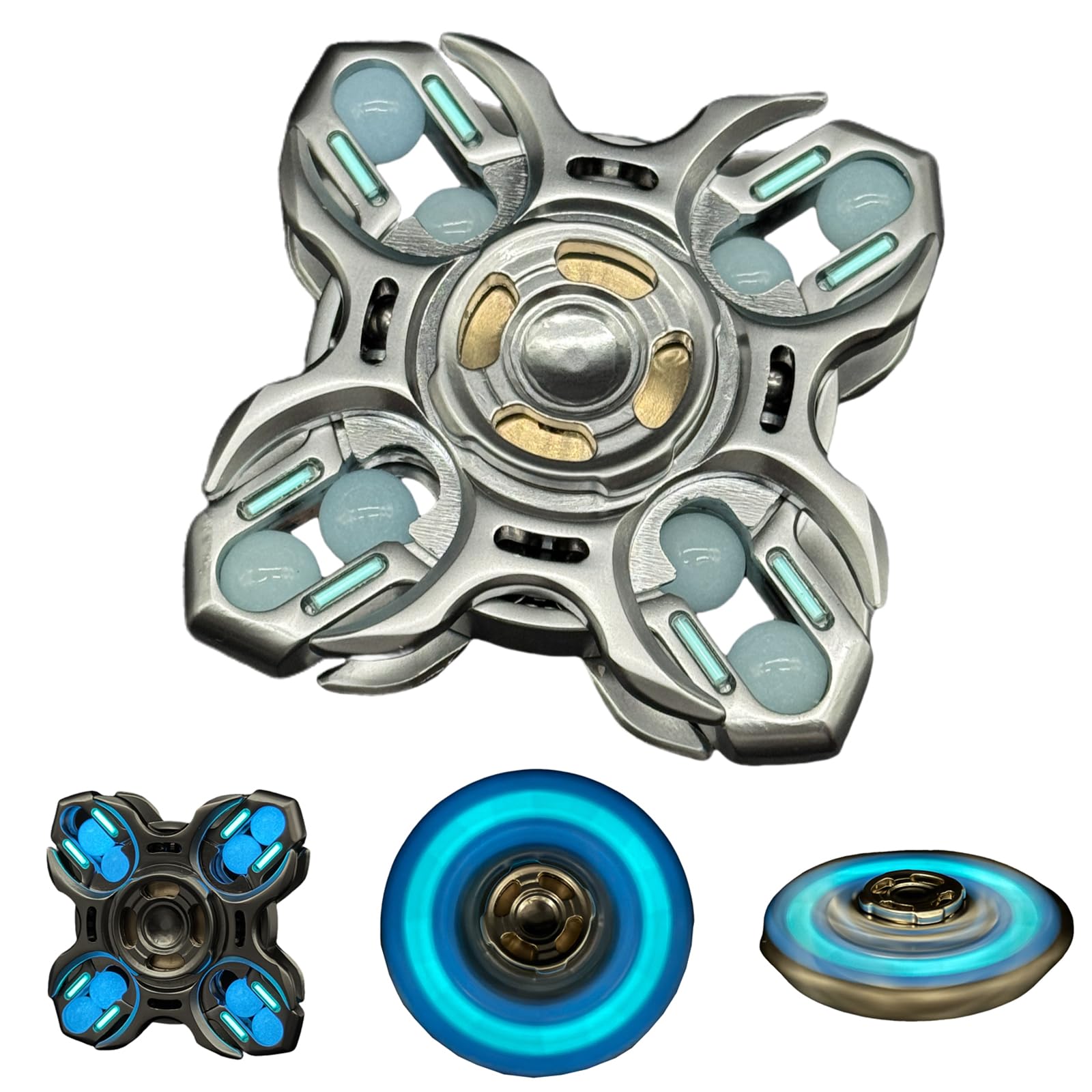 Future Punk Style EDC Hand Spinner Novelty Cool Zinc Alloy Fidget Spinner Stress Relief &Concentration Fidget Toys for Adults (Luminous Style)