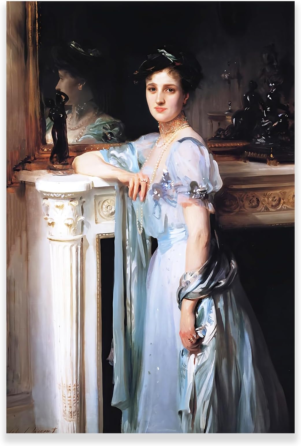 YimissruiJohn Singer Sargent Canvas Art Prints Poster -Mrs. Louis Raphael Portrait - Fine Art Oil Painting Vintage Wall Art Living Room Bedroom Wall Decor Unframed (12x15in/30x38cm)