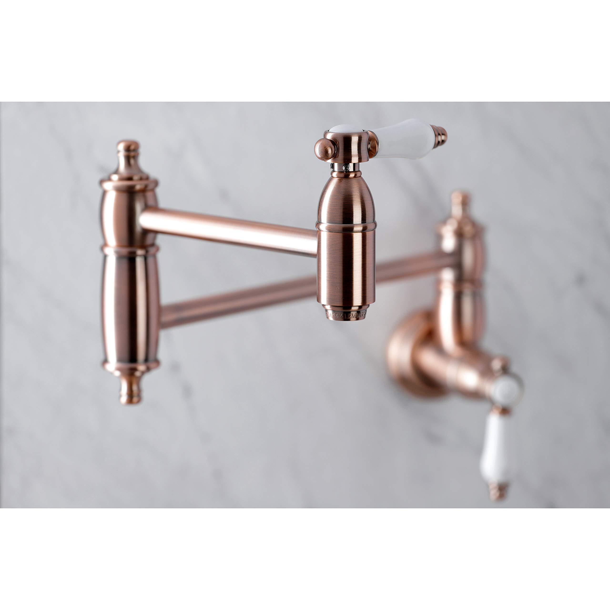 Kingston Brass KS310BPLAC Bel-Air Wall Mount Pot Filler Kitchen Faucet, Antique Copper