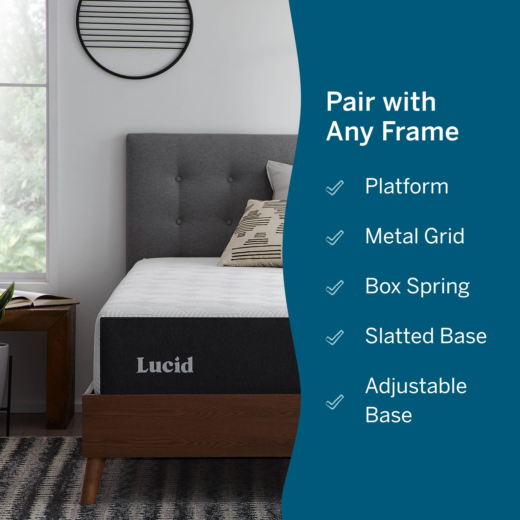 Lucid 12 Inch Memory Foam Mattress - Medium Plush Feel - Infused with Refreshing Bamboo Charcoal and Cooling Gel - Bed in a Box - Temperature Regulating - Pressure Relief - Breathable - Full Size