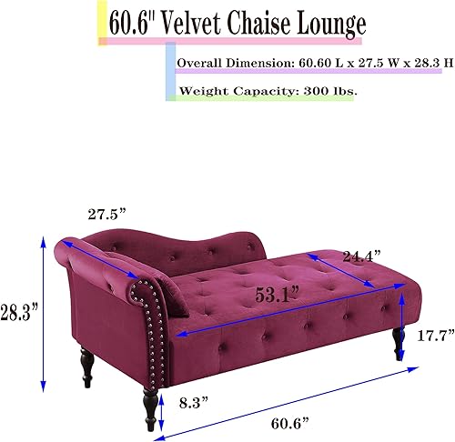 Miniatura 10 de Tumbona moderna de terciopelo de 58 pulgadas para interiores, brazo derecho de mediados de siglo con patas de madera maciza, sofá cama multiusos