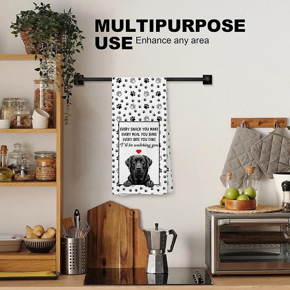 Funny Black Labrador Retriever Kitchen Towels, Black Lab Gifts, Gifts for Labrador Dog Lovers Dish Tea Towels for Kitchen Decor, Every Meal You Make Towel, 16x24 Inches - Image 2