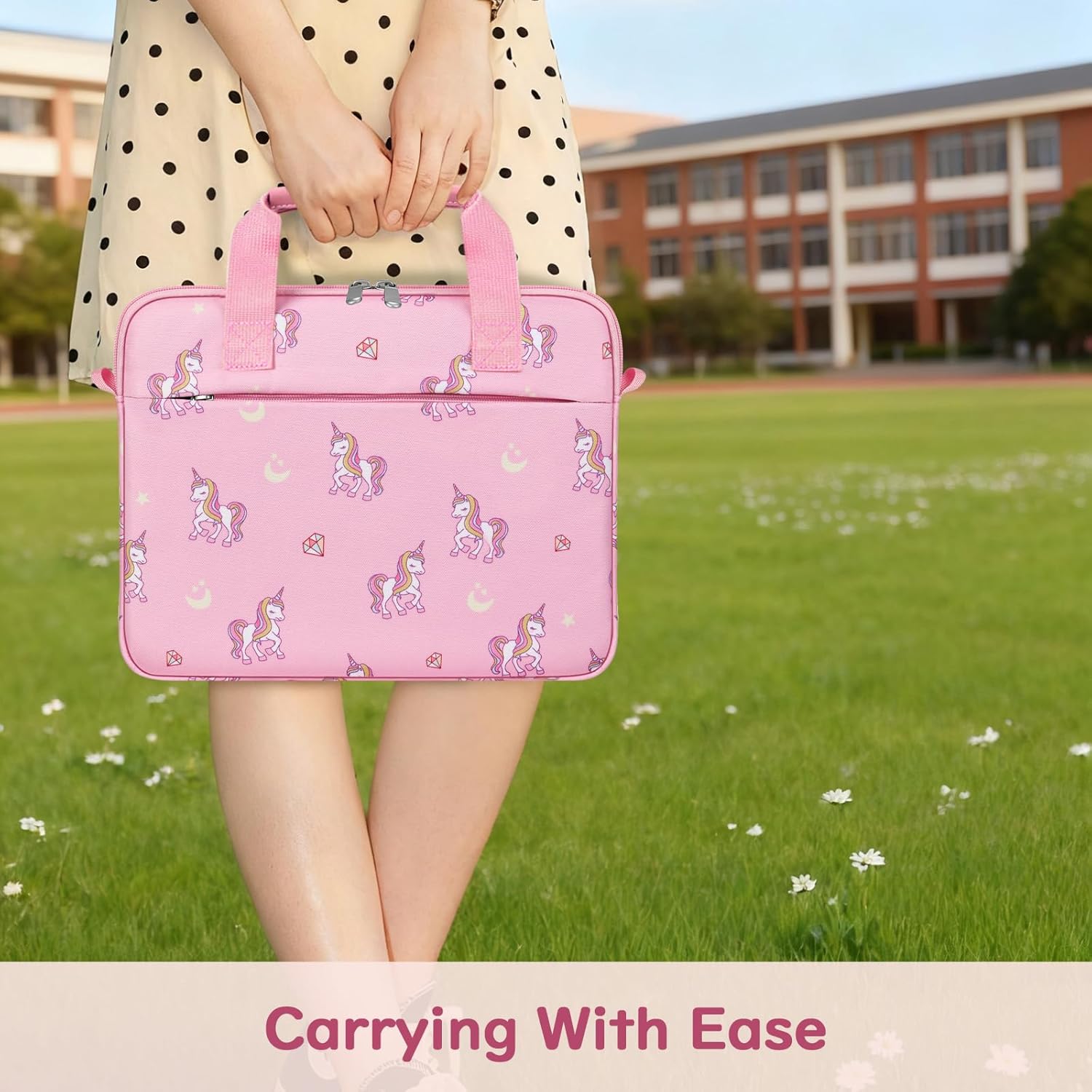 Dadanism Tablet Bag for Kids, 12.5 Inch Portable Tablet Sleeve Carrying Case with Handle & Shoulder Strap, Fits Fire HD 10 Kids (Pro) 13th/11th Gen 2023/2021, Fire Max 11 13th Gen, Starry Unicorn - Image 2