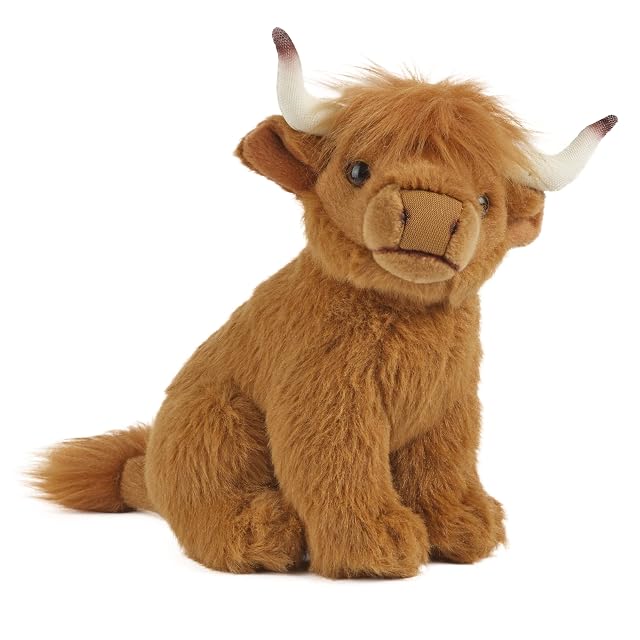 Living Nature Vaca Highland, Juguete de granja suave y realista, peluche ecológico Naturli, 16 cm