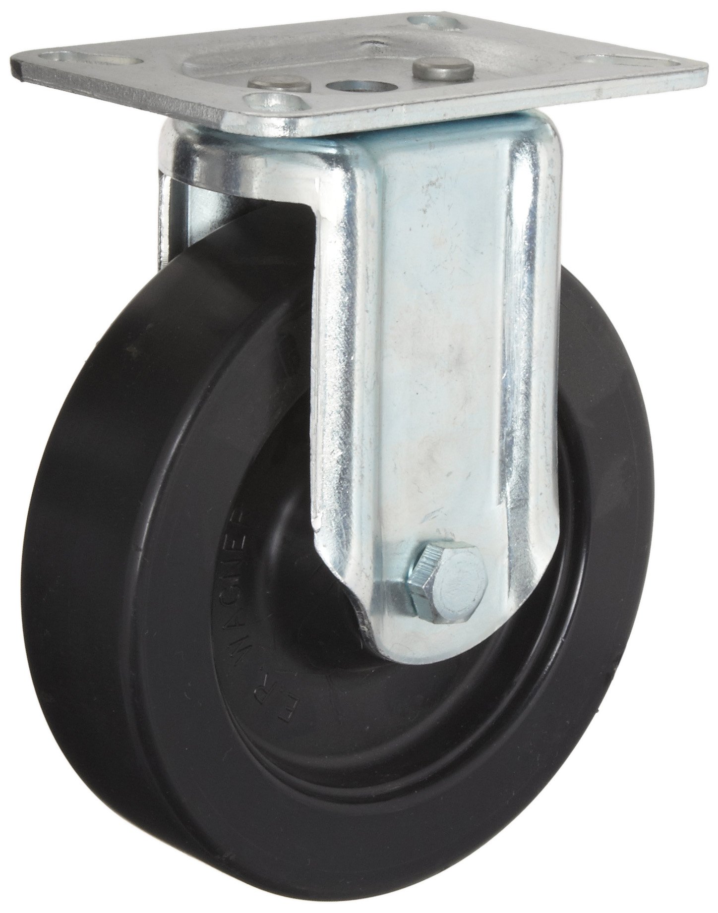 E.R. Wagner Plate Caster, Rigid, Polyolefin Wheel, Plain Bea